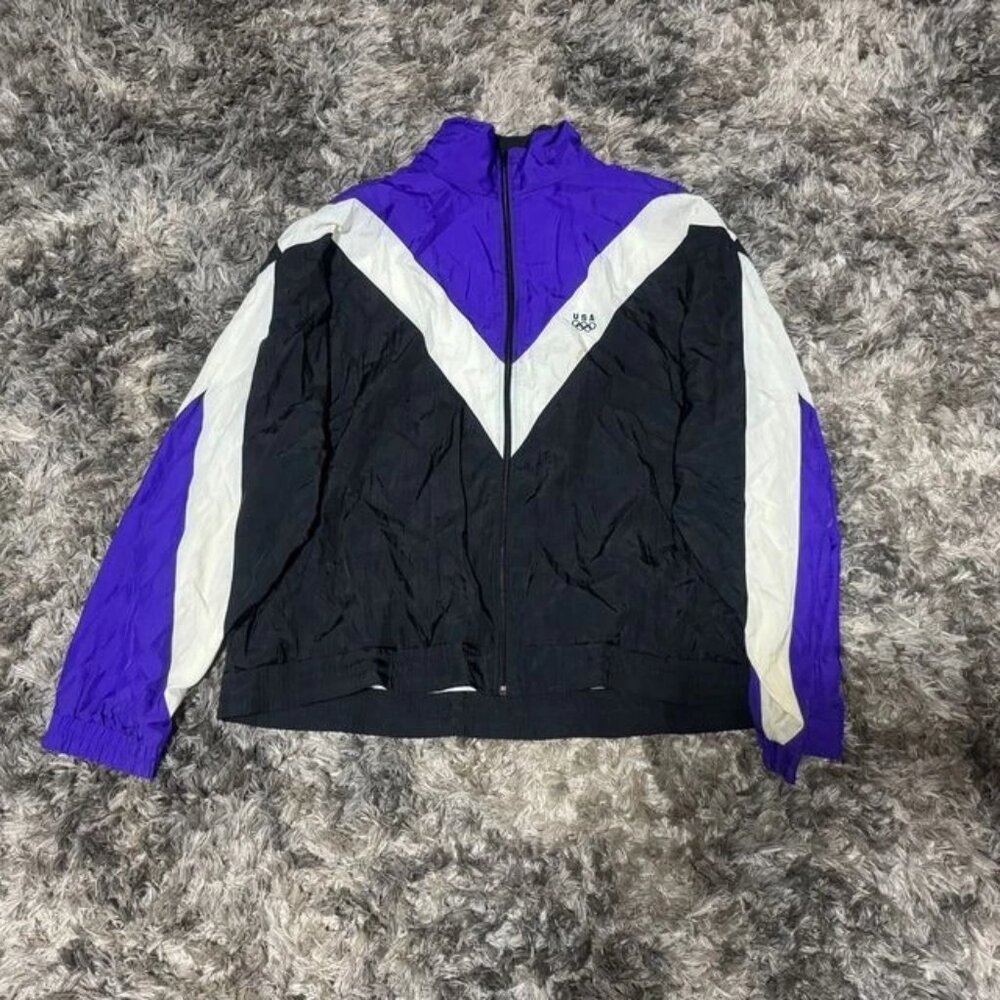 Vintage Size XL J. C. Penney Mens Multicolor USA Olympic Team Windbreaker Jacket
